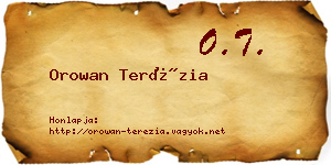 Orowan Terézia névjegykártya
